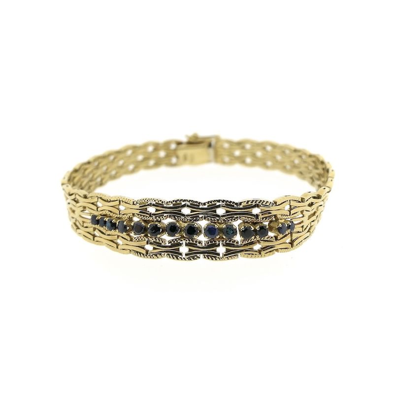 Image 4 of Vintage gold link bracelet with sapphire