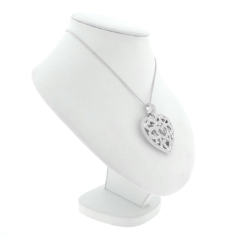 Image 8 of White gold heart pendant with diamonds; 0.815 ct.