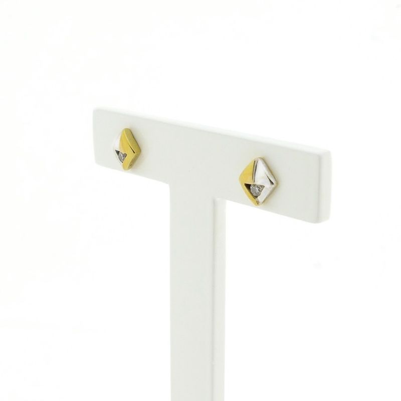 Image 4 of Bicolor gold stud earrings with zirconia