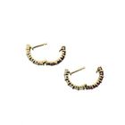 Image 9 of 9 crt. stud earrings with pink and clear sapphires