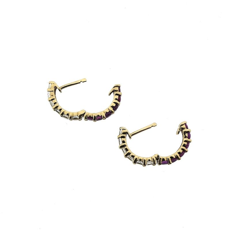 Image 9 of 9 crt. stud earrings with pink and clear sapphires