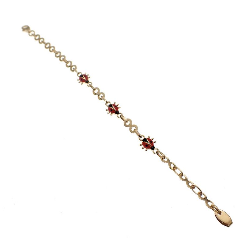 Image 4 of Gold children's bracelet with ladybugs | 14 cm