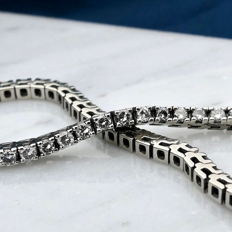 Image 2 of White Gold Tennis Bracelet with Diamonds; 3.64 ct.