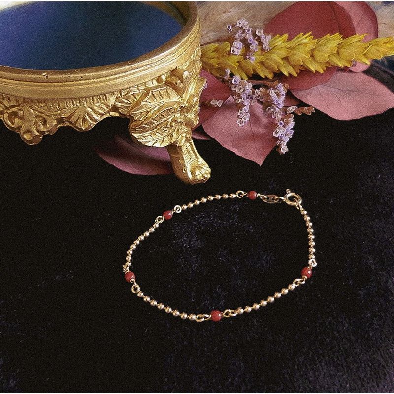 Image 2 of 18 ct. Gold bracelet with red coral | 16.5 cm