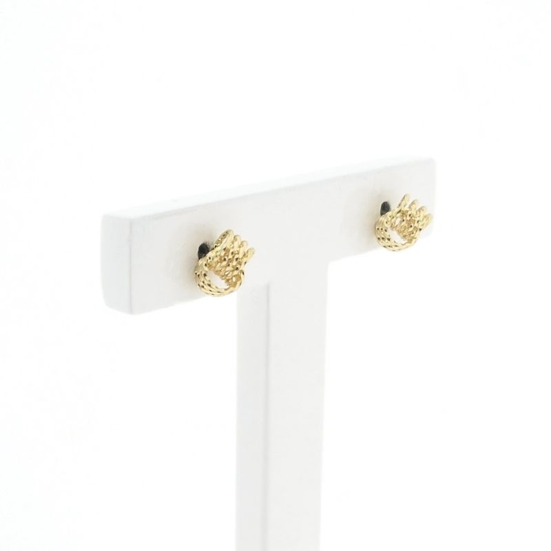 Image 3 of Gold twisted stud earrings as a button