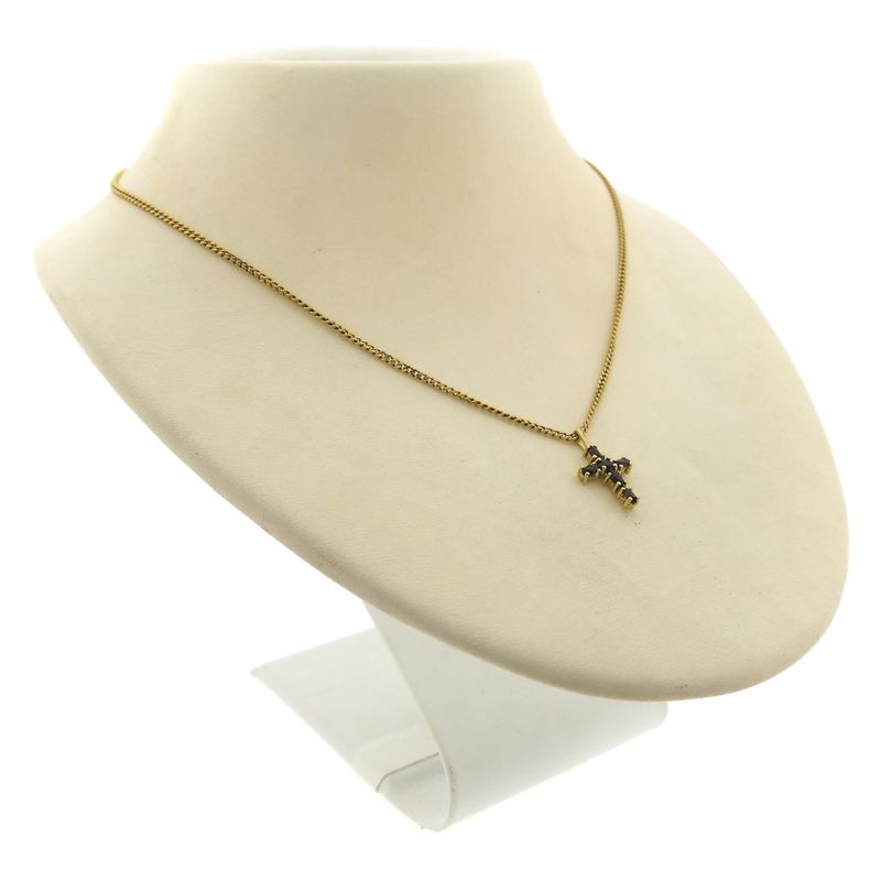 Image 4 of Gold cross pendant with garnet stones