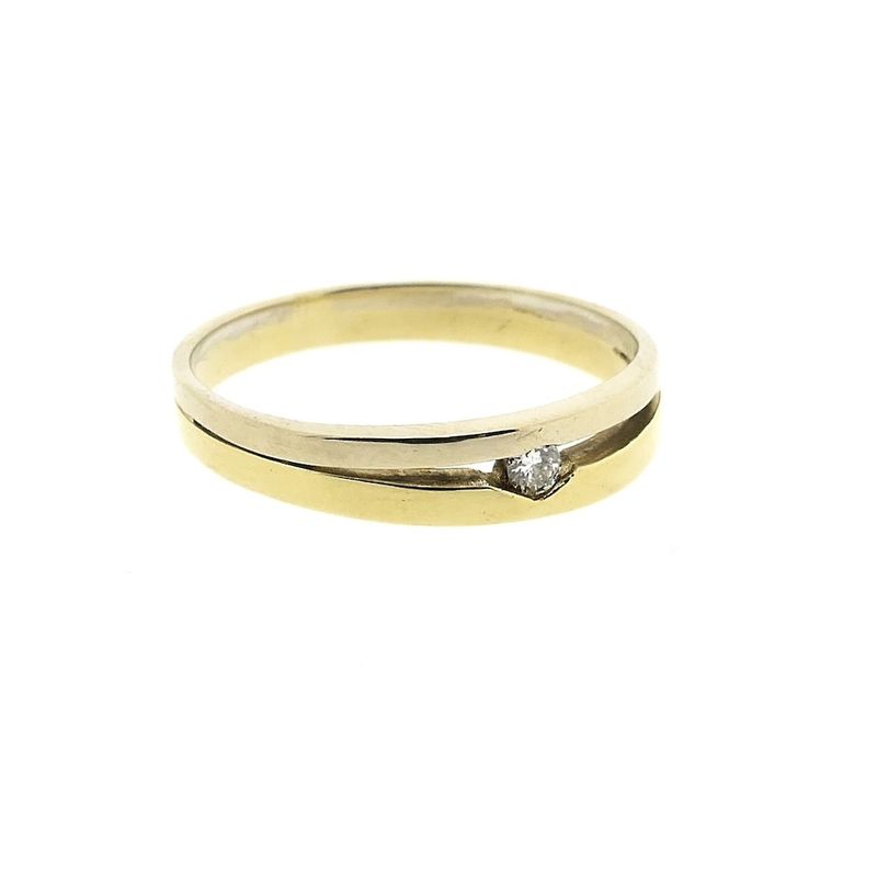 Image 4 of Two-tone gold solitaire ring with diamond; 0.035 ct.