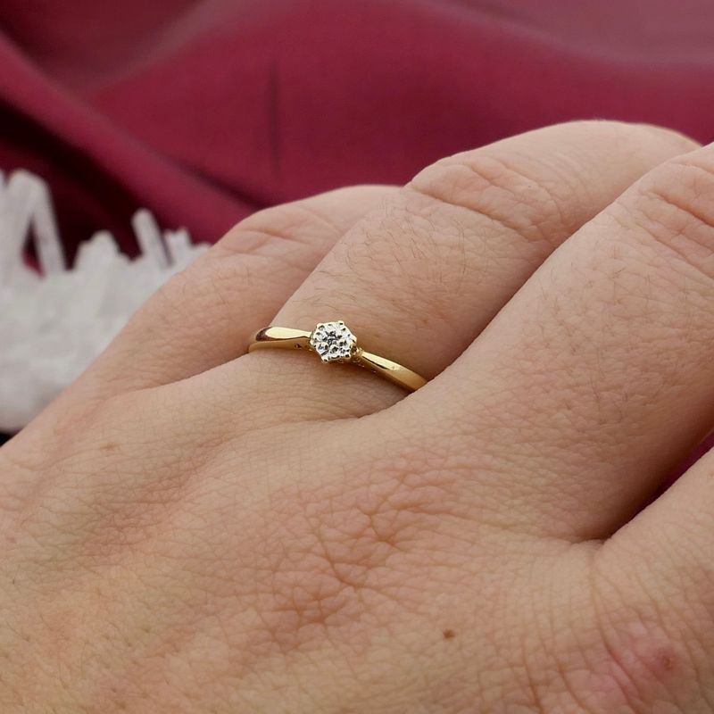 Image 8 of Gold solitaire ring with diamond; 0.005 ct.