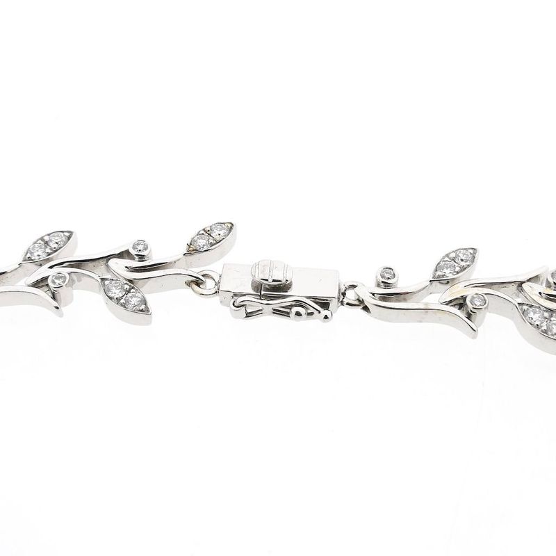 Image 4 of Floral white gold necklace with diamonds; 3.05 ct.