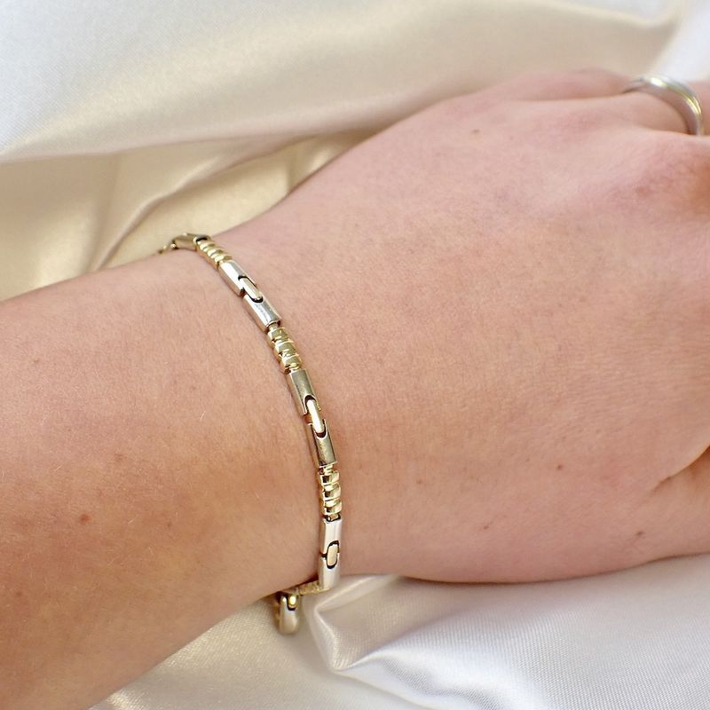 Image 2 of Two-tone gold fantasy link bracelet | 20 cm