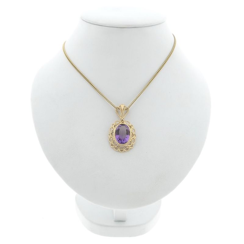 Image 8 of Vintage gold pendant with amethyst.