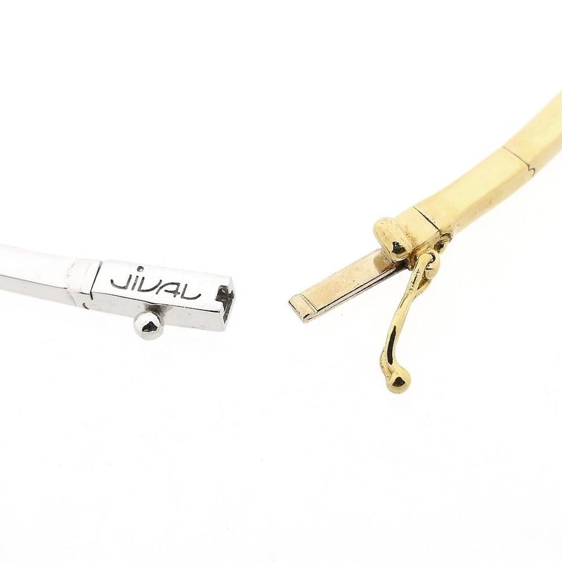 Image 5 of Bicolor Gold Bar Necklace with Zirconia