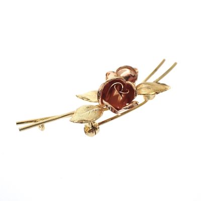 Image 2 of Two-tone gold brooch; Vintage/antique | Rose