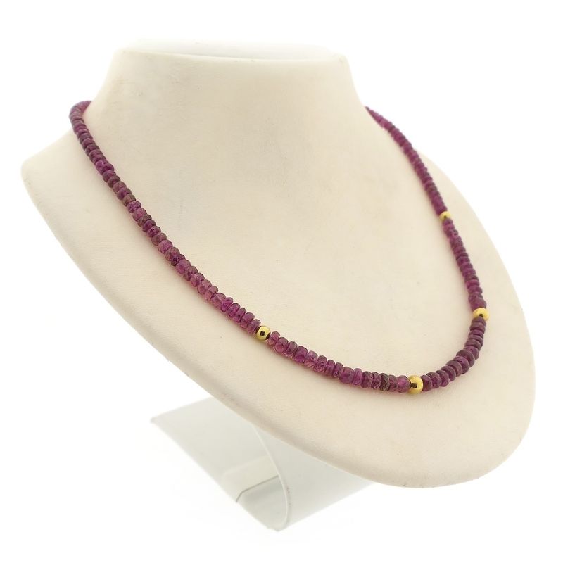 Image 3 of Pink tourmaline beaded necklace with gold clasp | 45.5 cm