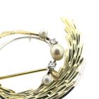 Image 3 of Vintage two-tone gold brooch with pearl and diamonds; 0.06 ct.