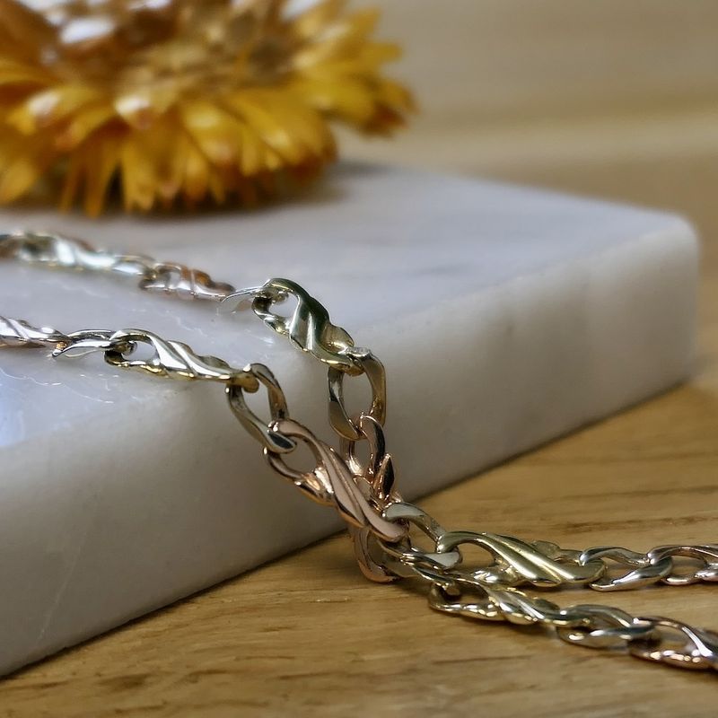 Image 6 of Tricolor gold infinity link bracelet | 20 cm