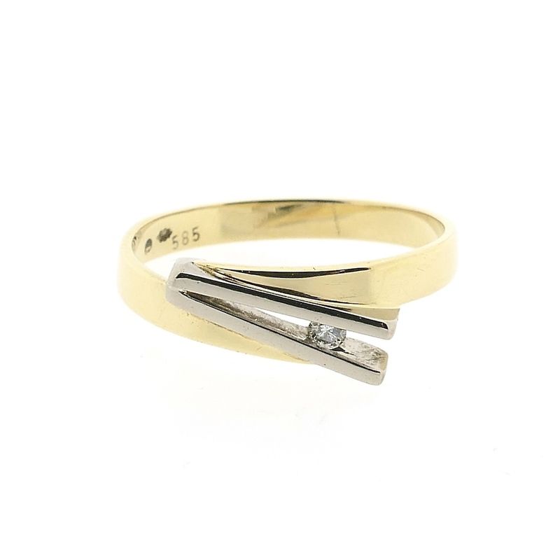 Image 2 of Two-tone gold ring with diamond; 0.03 ct.
