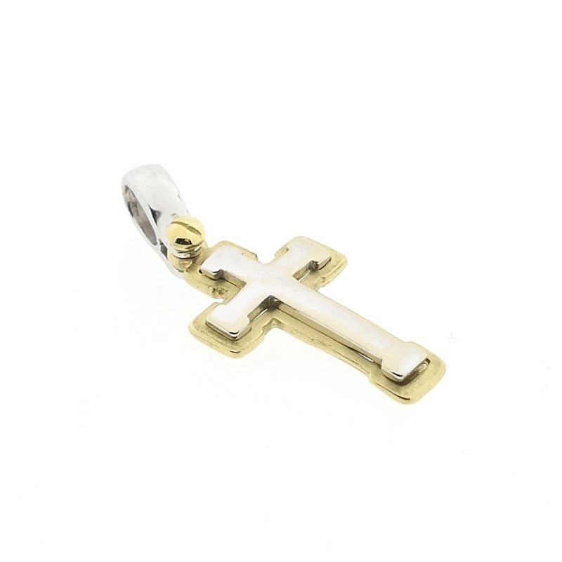Image 3 of Two-tone gold pendant of a cross