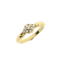 Gold entourage ring with diamonds; 0.18 ct.