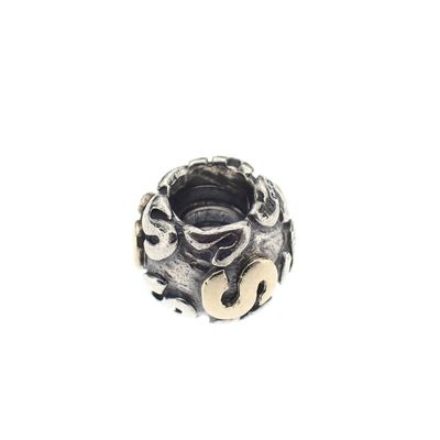 Image 1 of Pandora charm; Silver with gold; Letter S