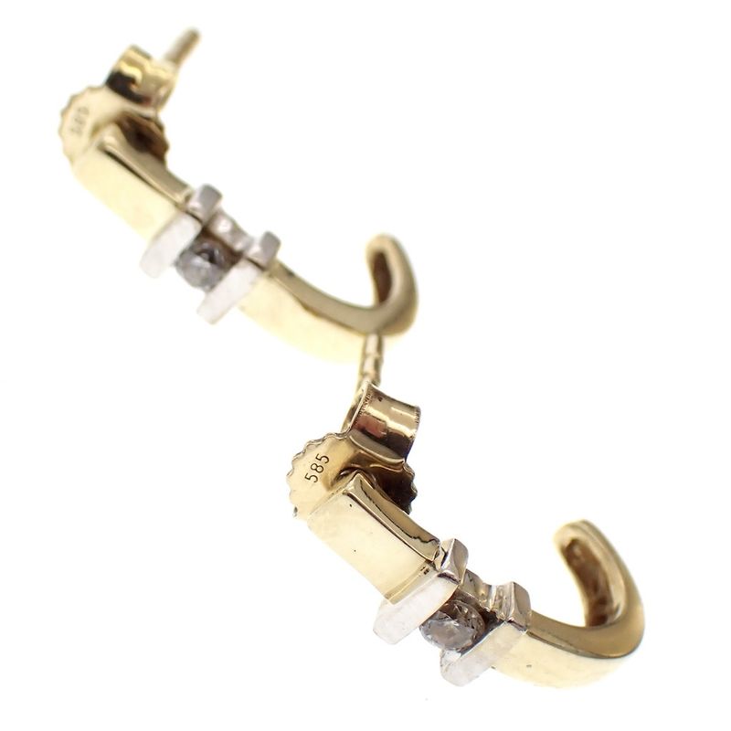 Image 3 of Bicolor gold stud earrings with zirconia