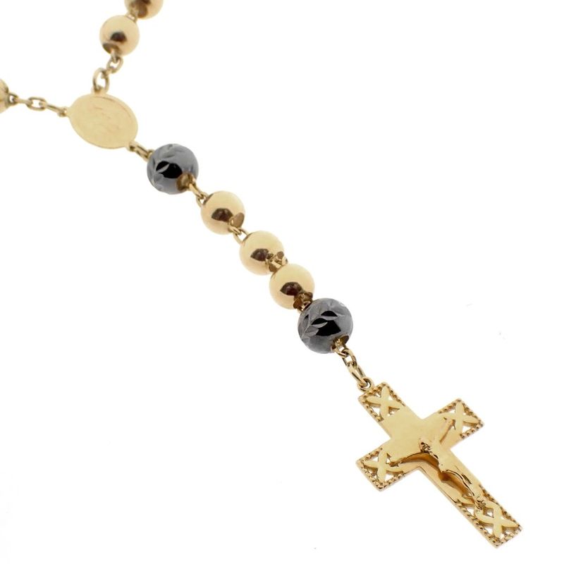 Image 9 of Gold rosary necklace with patinated beads