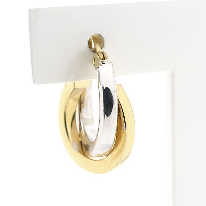 Afbeelding 4 van Bicolor gouden oorbellen 
