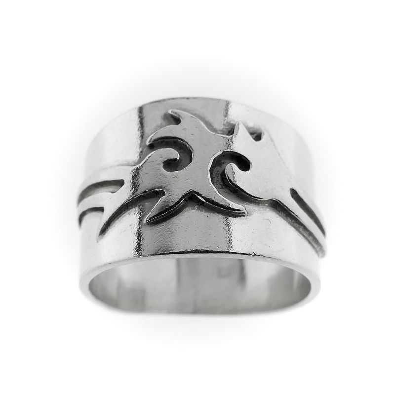 Image 3 of Wide silver ring with tribal