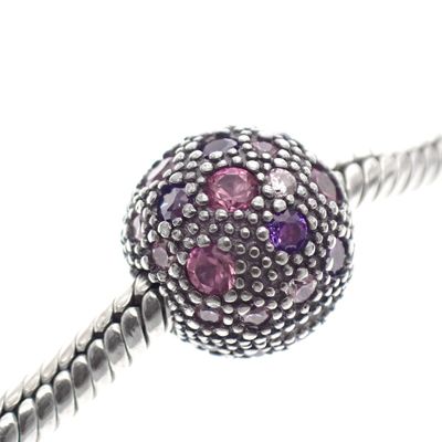 Pandora clip charm; Silver; Fancy Purple Cosmic Stars Image 2 of Pandora clip charm; Silver; Fancy Purple Cosmic Stars