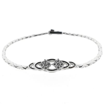 Image 1 of White gold cobra link bracelet with diamonds; 0.28 ct.