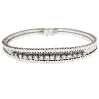 18K Vintage white gold link bracelet with diamond | 18.5 cm