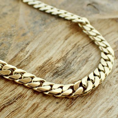 Image 2 of Gold flat gourmet link chain; Karakaş | 54 cm