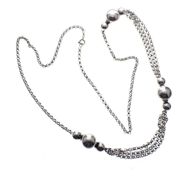 Image 3 of Silver vintage jasseron necklace with fixed pendant | 80 cm