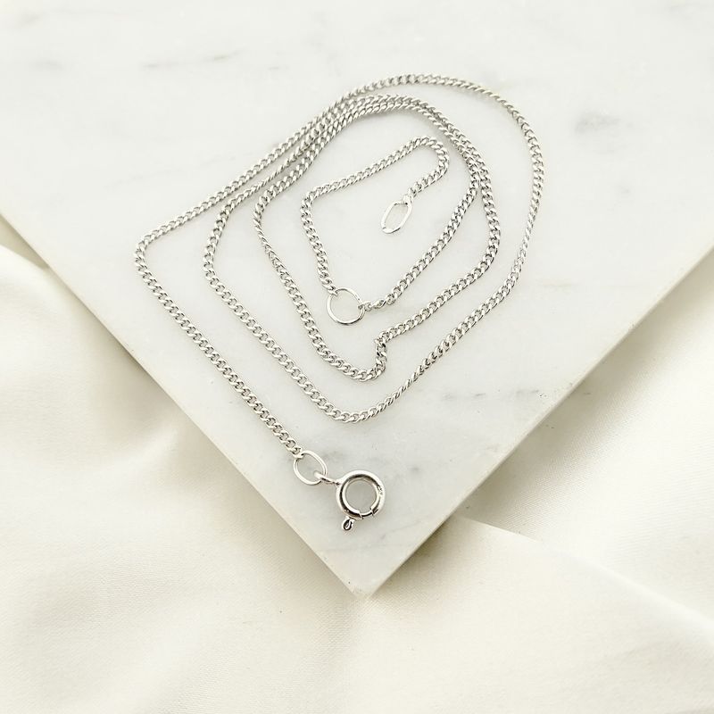 Image 2 of White gold gourmet link necklace | 44-49 cm