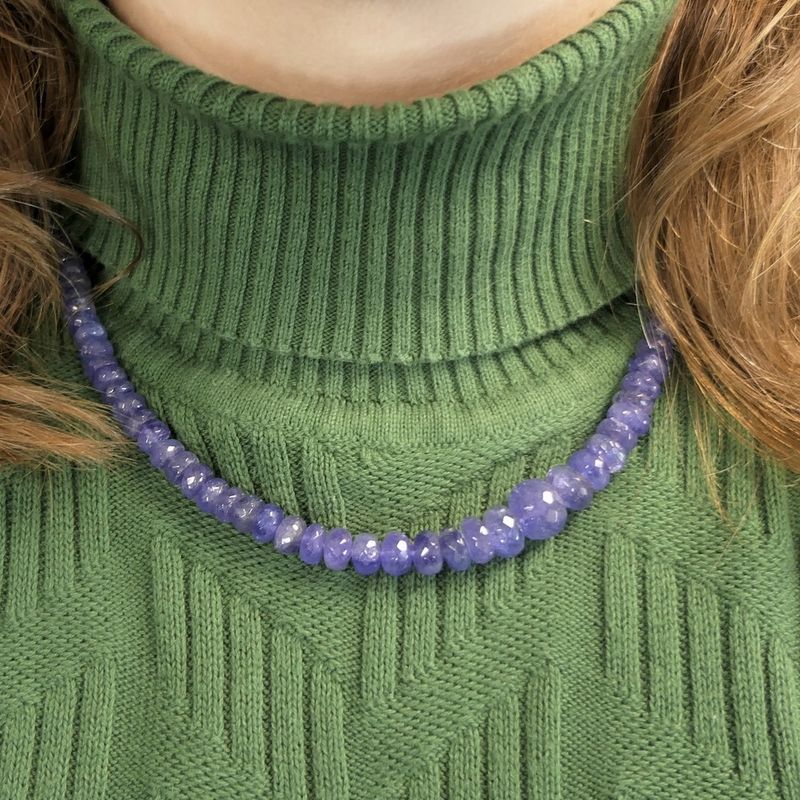 Image 7 of Amethyst bead necklace with gold clasp | 45 cm