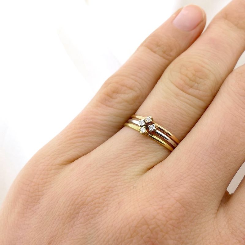 Image 8 of Tricolor gold ring with zirconia