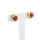 Image 1 of Vintage gold stud earrings with red coral