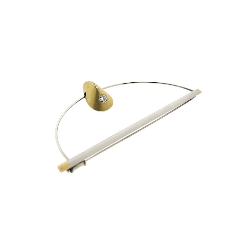 Image 2 of Platinum brooch with gold charm and diamonds; 0.80 ct.