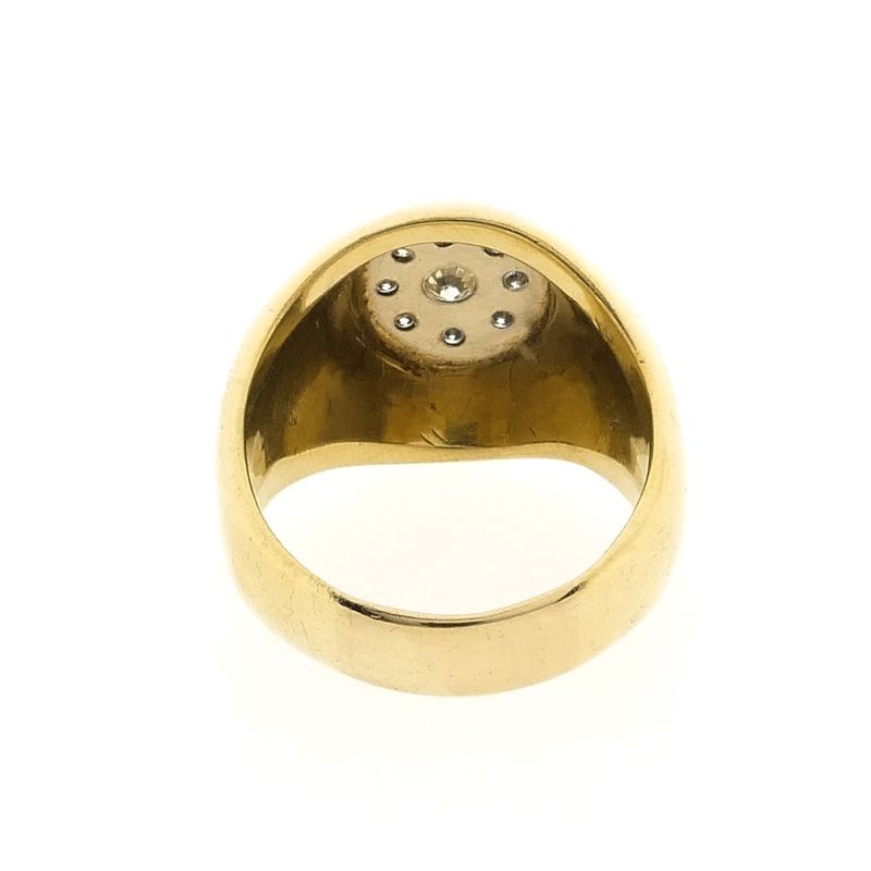 Image 3 of Gold oval signet ring with diamonds; 0.57 ct.