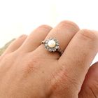 Image 4 of Bicolor Gold Ring with Cultured Pearl and Diamond; approx. 0.10 ct.