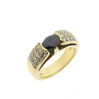 Image 1 of Gold ring with sapphire and diamond; 0.48 ct.