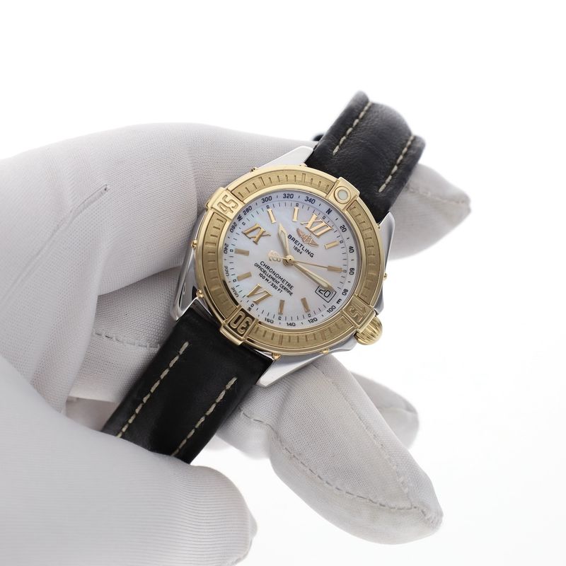 Image 12 of Breitling B-Class / Cockpit D67365; 18k gold/steel women's watch with mother-of-pearl dial