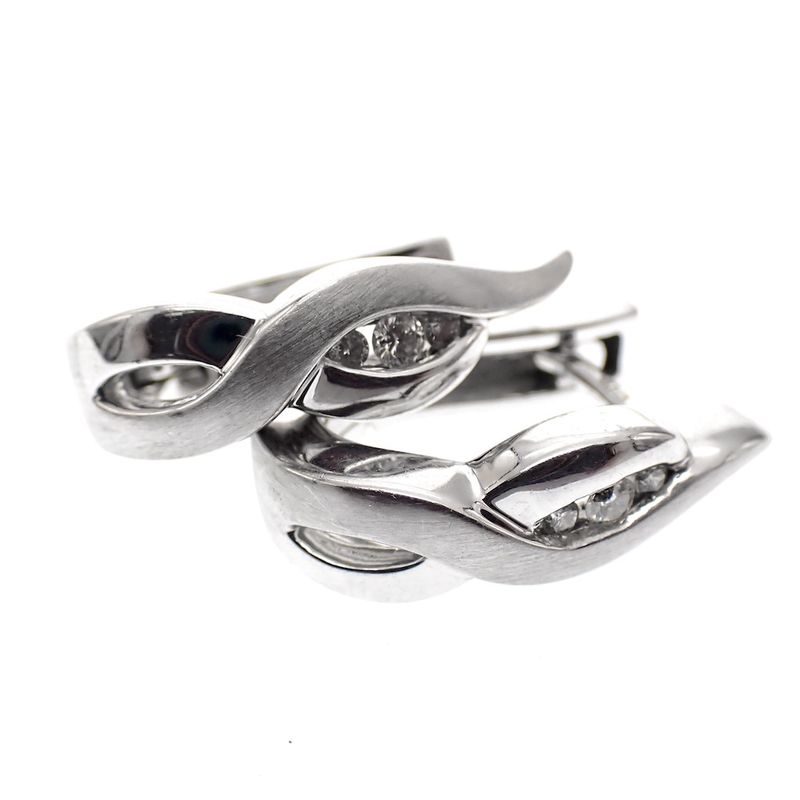 Image 6 of White gold earrings set with 0.12 ct. diamonds | Flame