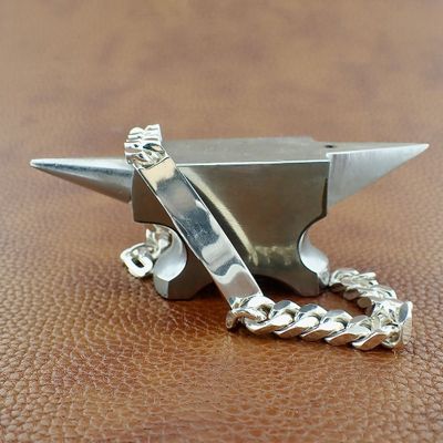 Image 2 of Silver gourmet bracelet with engraving; Men | 22 cm