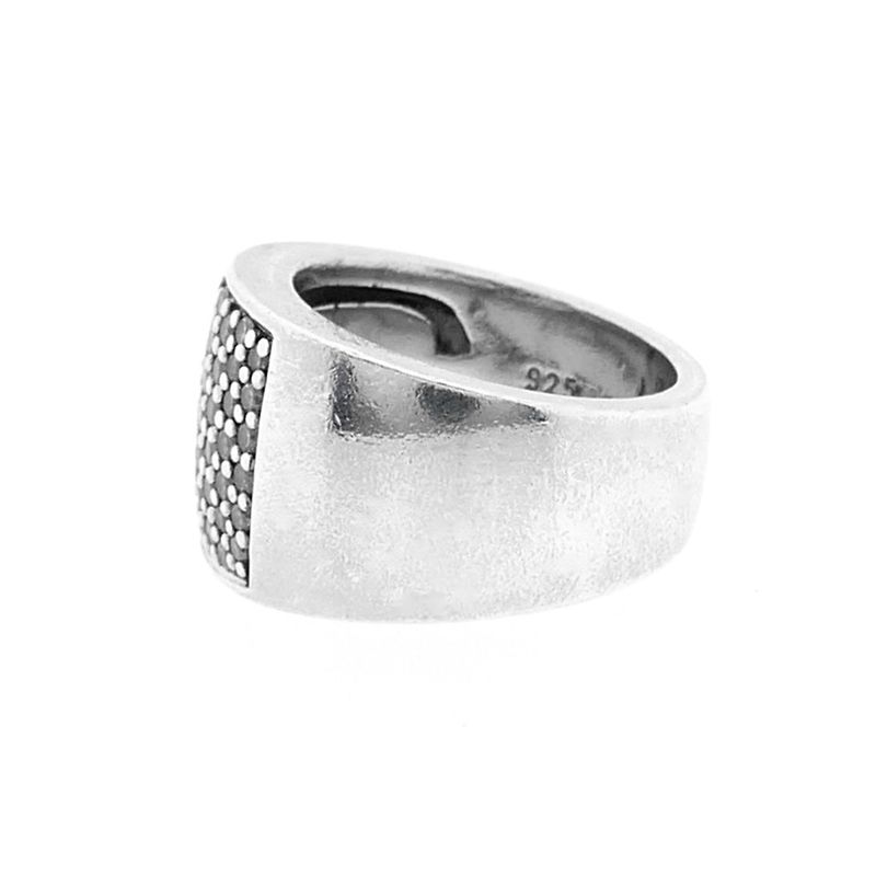 Image 6 of Silver wide paver ring with zirconia; TiSento