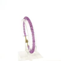 Gold beaded bracelet with pink sapphire | 19 cm