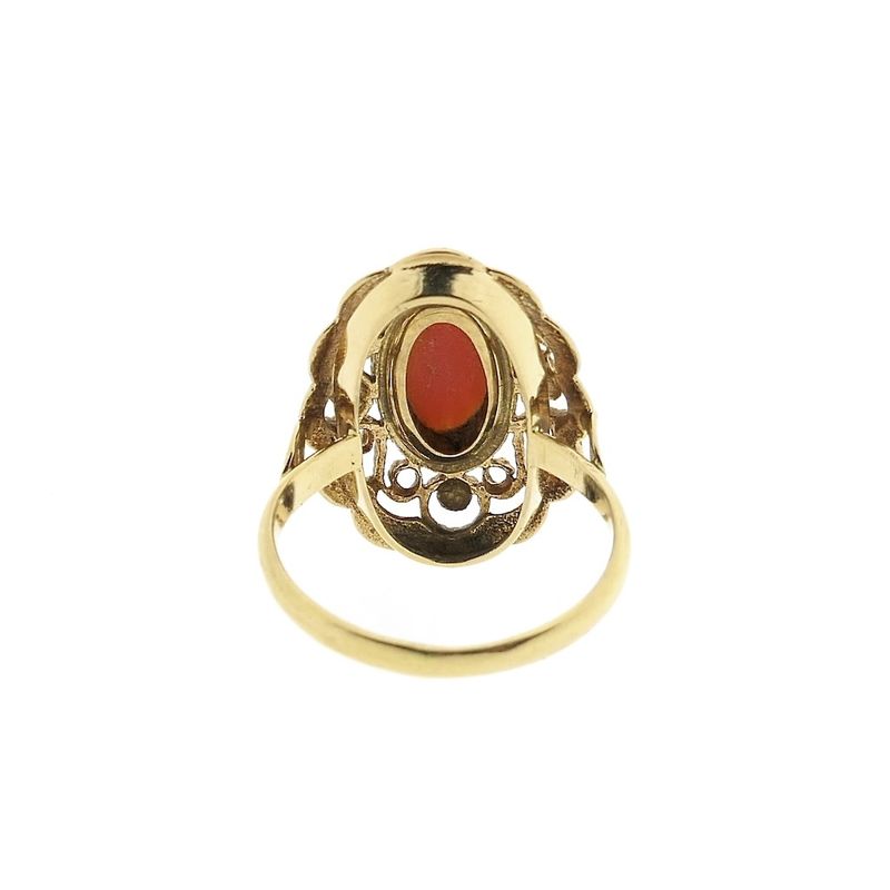 Image 4 of Gold ring with red coral | Vintage
