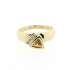 Image 9 of Gold solitaire ring with citrine and diamond; 0.04 ct.