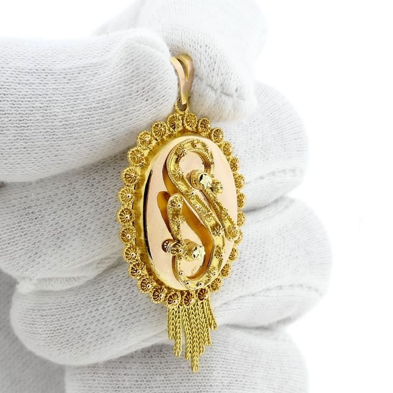 Image 12 of gold pendant of a hat bell