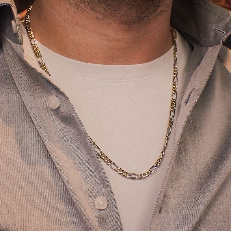 Image 4 of Two-tone gold Figaro link chain; Midas